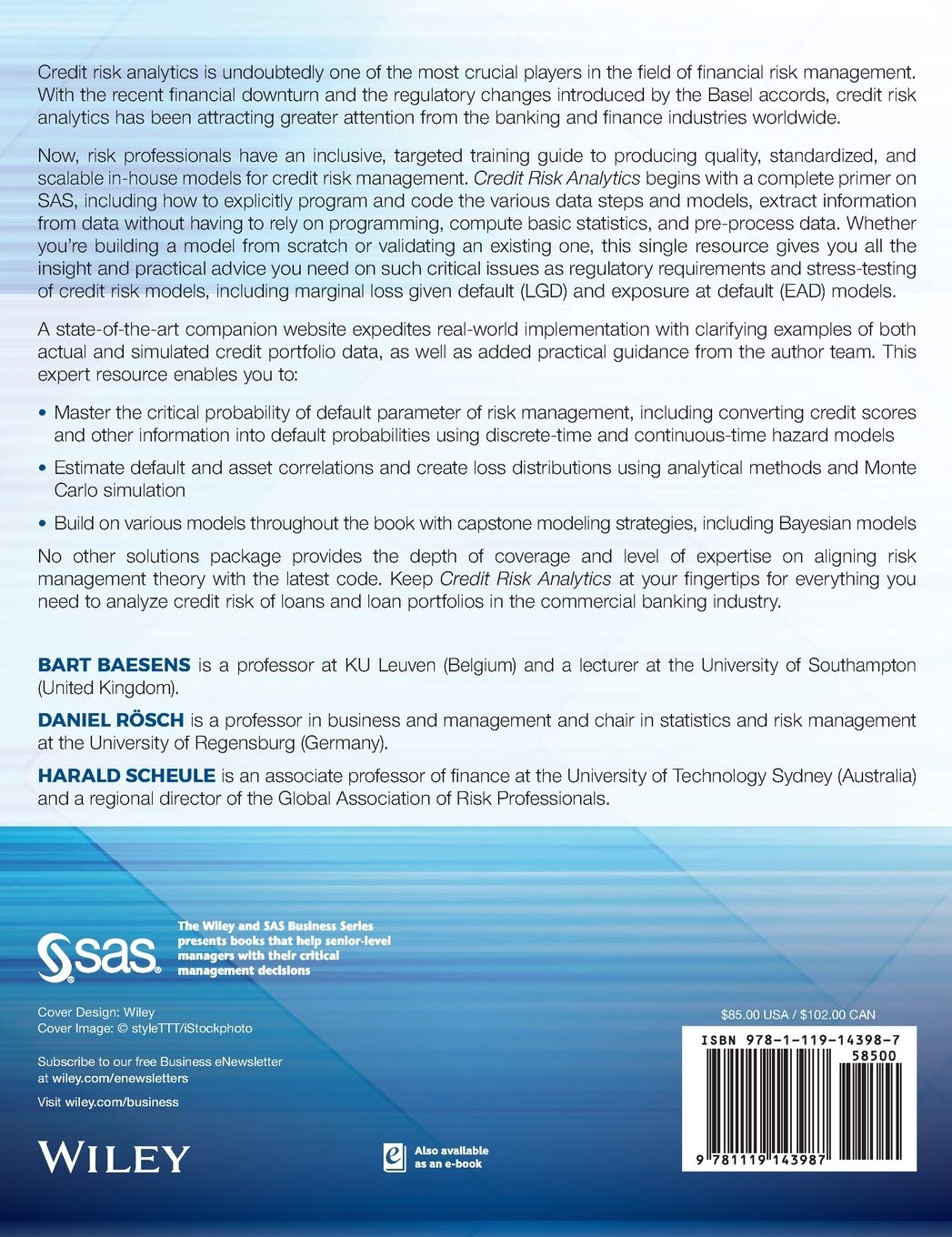 Credit Risk Analytics: Measurement Techniques, Applications, and Examples in SAS (Hardcover) — additional view