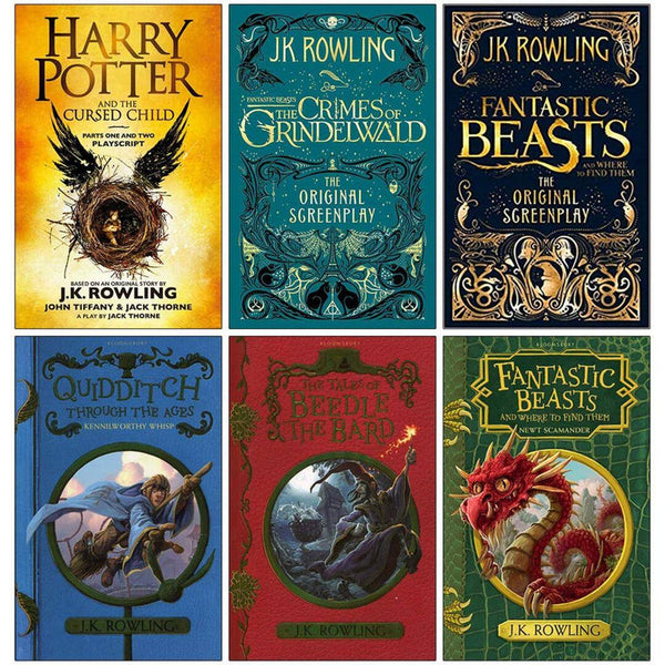 J.K. Rowling Collection 6 Books Set (Harry Potter and the Cursed Child Parts One and Two, Fantastic Beasts The Crimes of Grindelwald,The Original Screenplay,Quidditch Through the Ages and more)