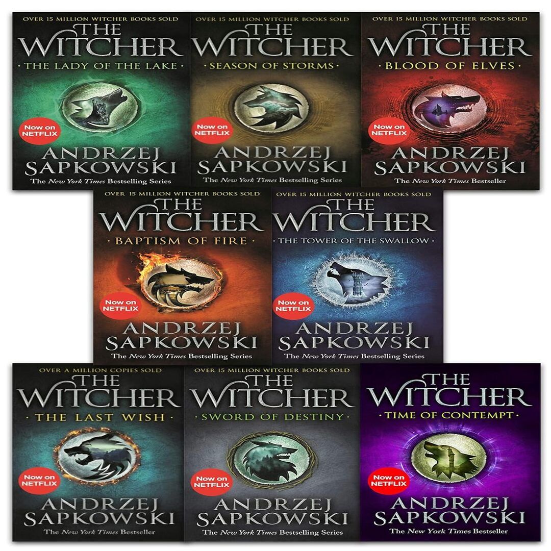 Andrzej Sapkowski Witcher Series Collection 8 Books Set (Last Wish, Sword of Destiny, Blood of Elves, Time of Contempt, Baptism of Fire, Tower of the Swallow, Lady of the Lake, Seasons of Storms)