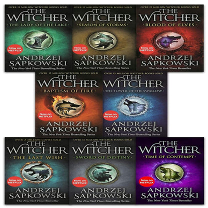 Andrzej Sapkowski Witcher Series Collection 8 Books Set (Last Wish, Sword of Destiny, Blood of Elves, Time of Contempt, Baptism of Fire, Tower of the Swallow, Lady of the Lake, Seasons of Storms)