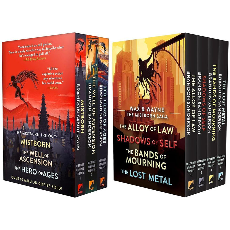 Mistborn 7 Trade Paperback Books Collection Set by Brandon Sanderson (Final Empire, Well of Ascension, Hero of Ages, Bands of Mourning, The Alloy of Law, Shadows of Self & The Lost Metal)