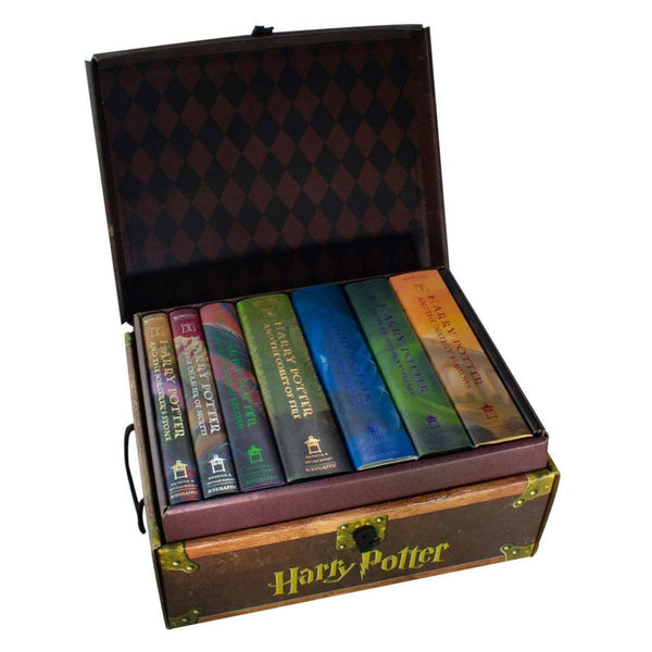 Harry Potter Books Set #1-7 in Collectible Trunk-Like Toy Chest Box, Decorative Stickers Included