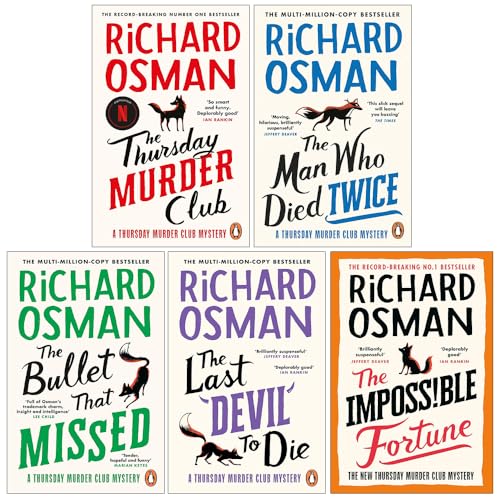 Thursday Murder Club Mysteries Series 1-5 Books Collection Set By Richard Osman (The Thursday Murder Club, The Man Who Died Twice, The Bullet That Missed, Last Devil To Die & The Impossible Fortune) [Paperback] Richard Osman
