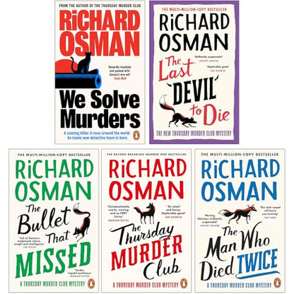 Richard Osman 5 Books Collection Set (The Thursday Murder Club, The Man Who Died Twice, The Bullet That Missed, The Last Devil To Die & We Solve Murders) [Paperback] Richard Osman