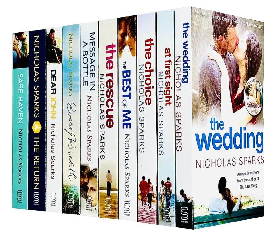 Nicholas Sparks 10 Books Collection Set (The Wedding, At First Sight, The Choice, The Best Of Me, The Rescue, Message In A Bottle, Every Breath, Dear John, The Return, Safe Haven) [Paperback] Nicholas Sparks