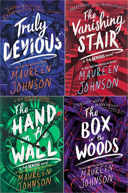 Truly Devious Series 4 books Collection Set by Maureen Johnson (Truly Devious: A Mystery, The Vanishing Stair, The Hand on the Wall, The Box in the Woods) [Paperback] Maureen Johnson