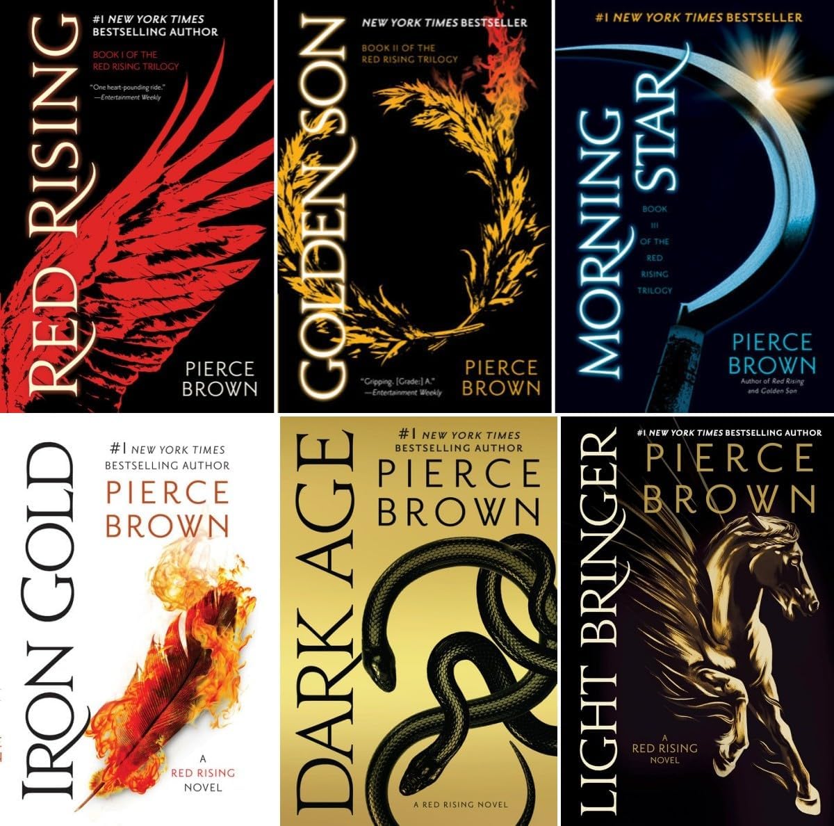 Red Rising Series 6 Books Set - Red Rising, Golden Son, Morning Star, Iron Gold, Dark Age, Light Bringer [Paperback] Pierce Brown