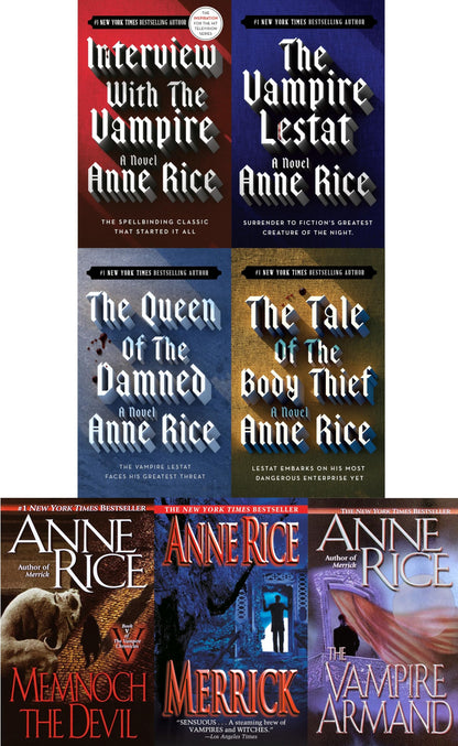 Anne Rice 7 Book Set "Interview with the Vampire", "The Vampire Lestat", "Queen of the Damned", "The Tale of the Body Thief", "Memnoch the Devil", "The Vampire Armand" and "Merrick" (Vampire Chronicles) [Mass Market Paperback] Rice, Anne