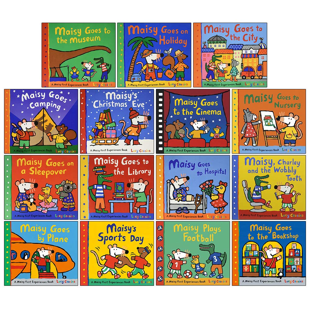 Maisy Mouse First Experience 15 Books Pack Collection Set by Lucy Cousins (Bookshop, Football, Sports Day, Plane, Hospital, Library, Sleepover, Nursery & MORE!) [Paperback] Lucy Cousins