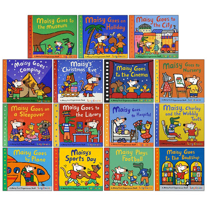 Maisy Mouse First Experience 15 Books Pack Collection Set by Lucy Cousins (Bookshop, Football, Sports Day, Plane, Hospital, Library, Sleepover, Nursery & MORE!) [Paperback] Lucy Cousins