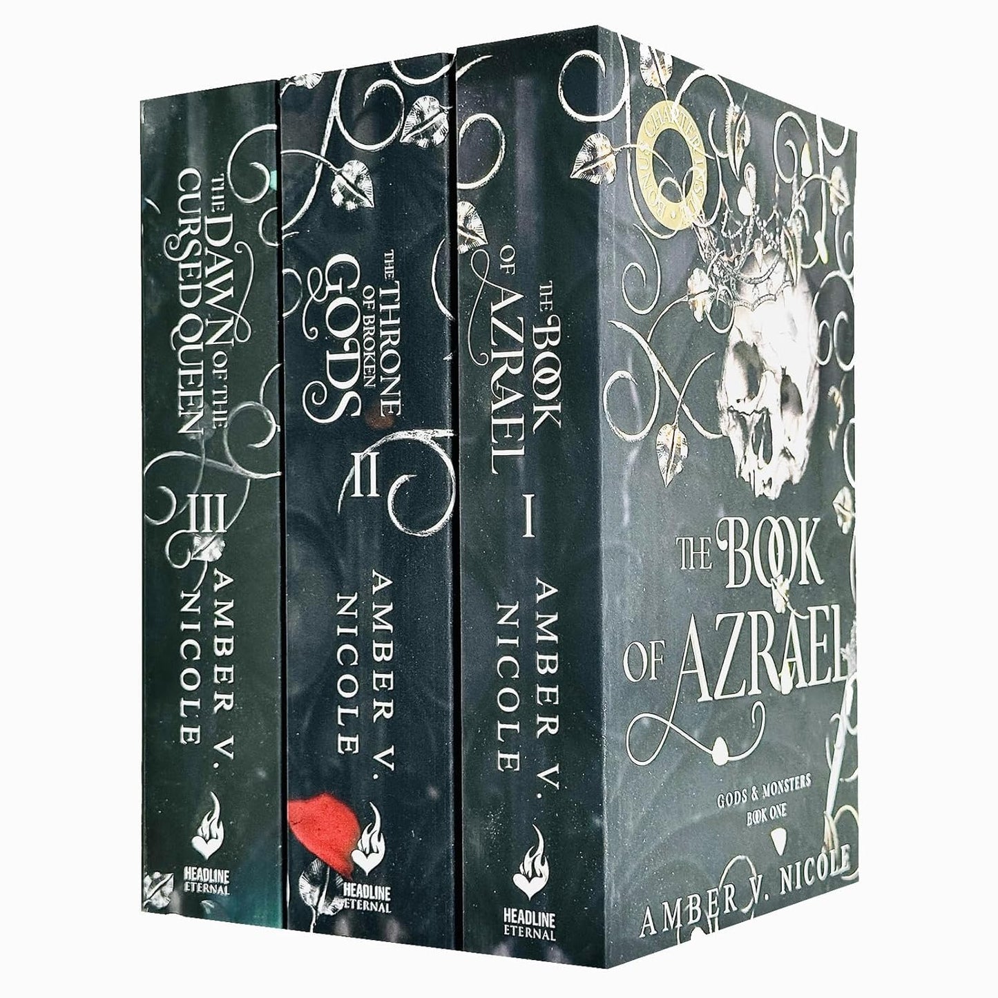 Gods & Monsters Series 3 Books Collection Set (The Book of Azrael, The Throne of Broken Gods, The Dawn of the Cursed Queen) [Paperback] Amber V. Nicole
