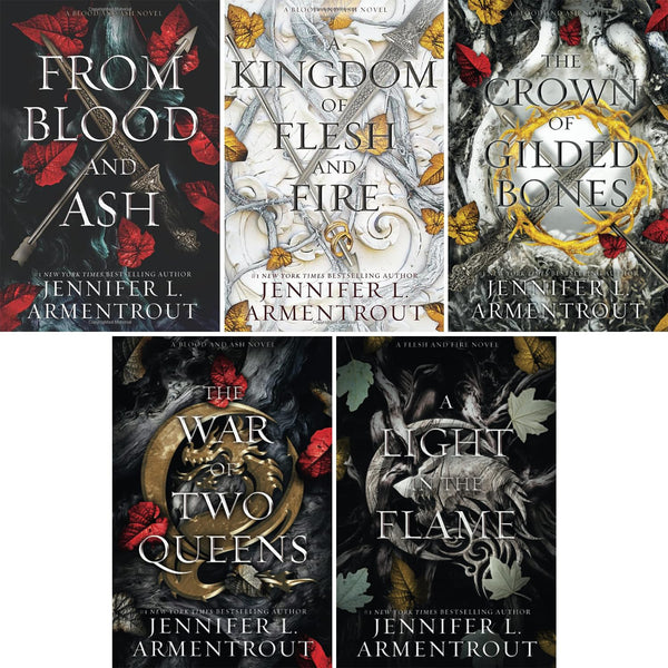 Blood and Ash Series 5 Book Set(From Blood and Ash, A Kingdom of Flesh and Fire, The Crown of Gilded Bones, The War of Two Queens, a Light in the Flame) by Jennifer L. Armentrout [Hardcover] Jennifer L. Armentrout