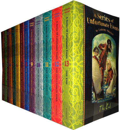 A Series of Unfortunate Events Lemony Snicket 13 Books Collection Pack Set (Includes the Bad Beginning, the Reptile Room, the Wide Window, the Miserable Mill, the Austere Academy, the Grim Grotto, the Penultimate Peril, the End) [Paperback] Lemony Snicket