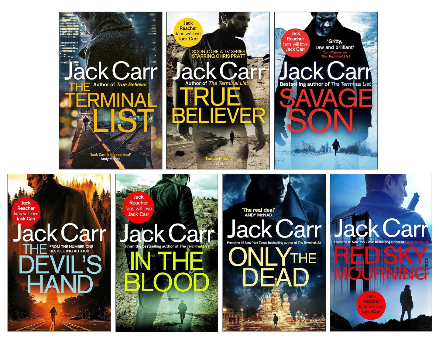James Reece Series 7 Books Collection Set By Jack Carr (The Terminal List, True Believer, Savage Son, The Devil's Hand, In the Blood, Only the Dead & Red Sky Mourning) [Paperback] Jack Carr