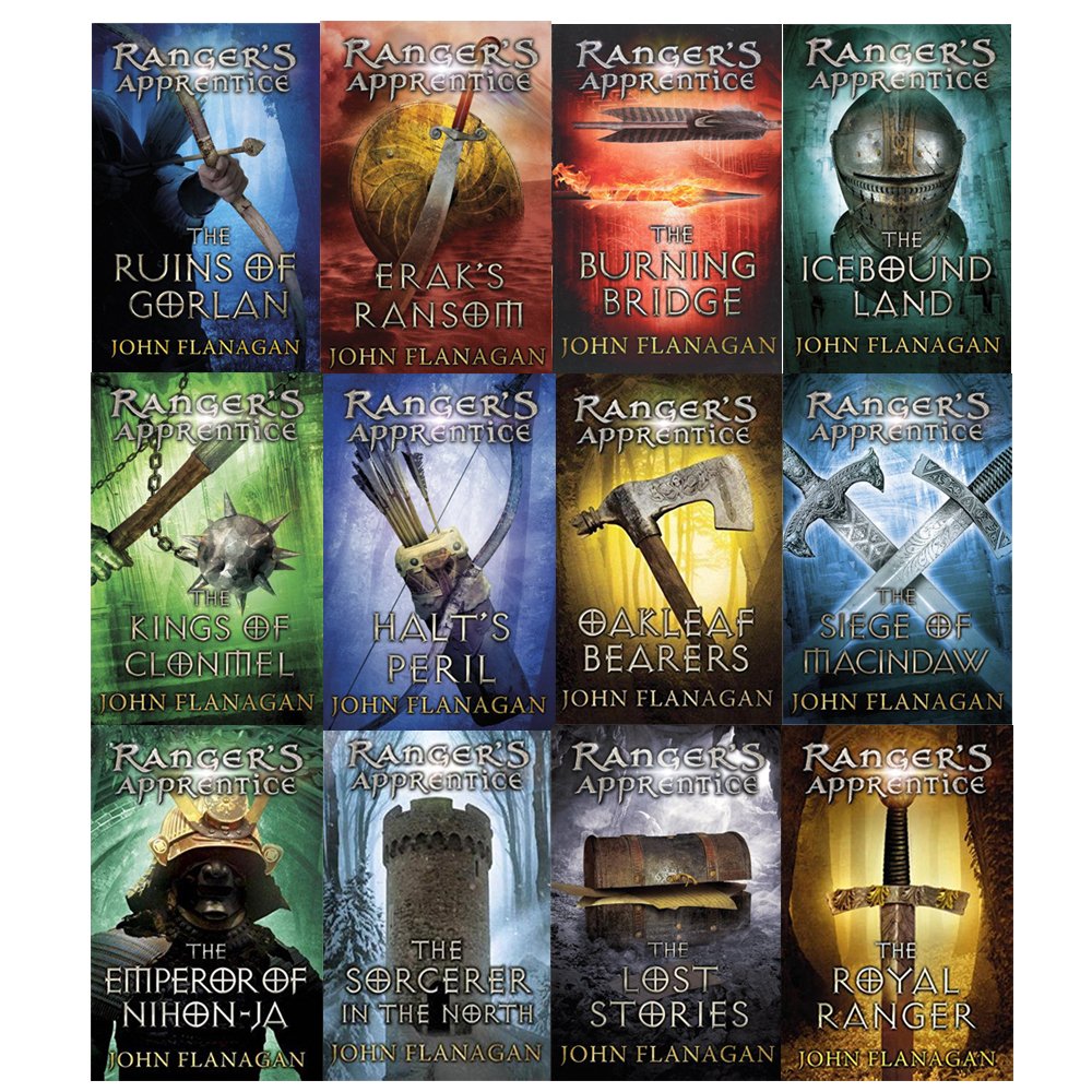 John Flanagan Ranger's Apprentice Collection 11 Books Set. (The ruins of Gorlan, the burning bridge, the icebound land, Oakleaf bearers, the sorcerer in the north, the siege of Macindaw, Era