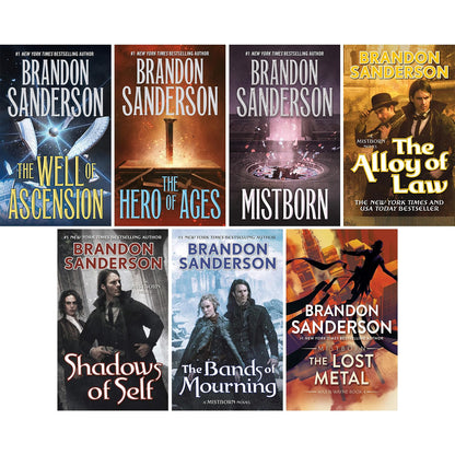 Mistborn 7 Books Collection Set by Brandon Sanderson (Final Empire, Well of Ascension, Hero of Ages, Band of Mourning, Alloy of Law, Shadows of Self & the Lost Metal) [Paperback] Brandon Sanderson