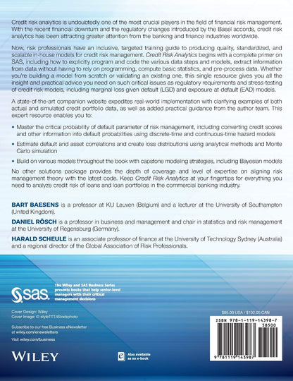 Credit Risk Analytics: Measurement Techniques, Applications, and Examples in SAS (Hardcover) — additional view