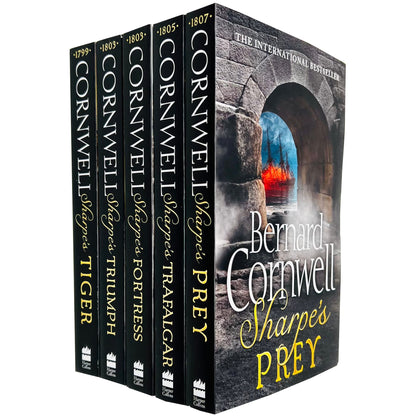 Bernard Cornwell The Sharpe Series 1 To 5 Books Collection Set (Tiger, Triumph, Fortress, Trafalgar & Prey) [Paperback] Bernard Cornwell