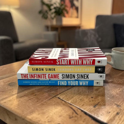 Simon Sinek – 4 Book Collection Set (The Infinite Game, Start With Why, Leaders Eat Last, Find Your Why)
