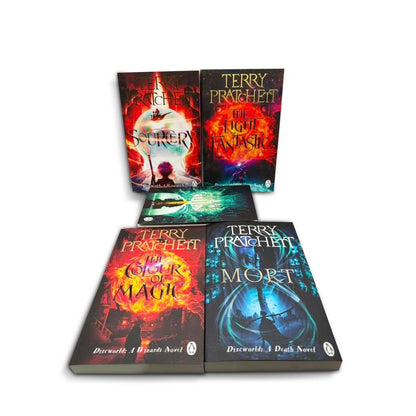 Terry Pratchett Discworld Series 1–5 Book Collection Set (The Colour of Magic, The Light Fantastic, Equal Rites, Mort, Sourcery)