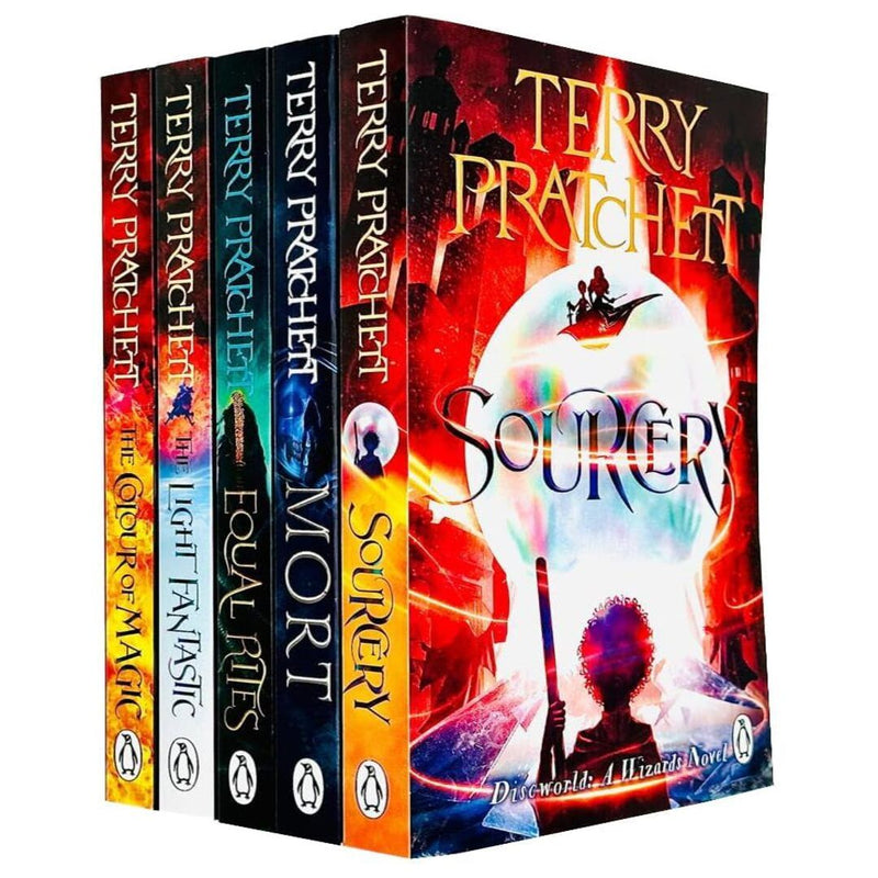Terry Pratchett Discworld Novels Series 1 - 5 Books Collection Set (The Colour Of Magic, The Light Fantastic, Equal Rites, Mort, Sourcery)