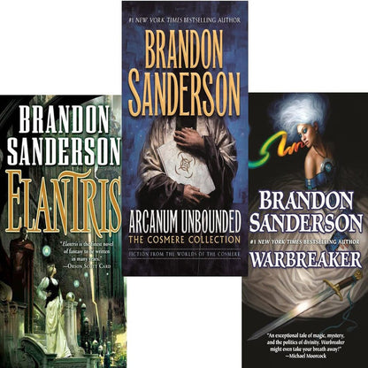 Brandon Sanderson 3 Books Collection Set (Arcanum Unbounded, Elantris, Warbreaker)
