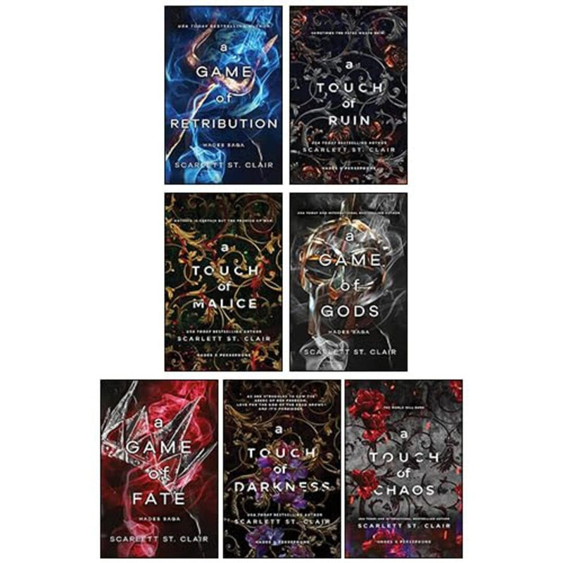 Hades x Persephone Saga 7 Books Collection Set By Scarlett St. Clair(A Touch of Darkness, A Game of Fate, A Touch of Ruin, A Game of Retribution, A Touch of Malice, A Game of Gods & A Touch of Chaos)