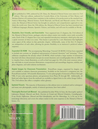 Manual of Mineral Science — 23rd Edition (Hardcover) — additional view