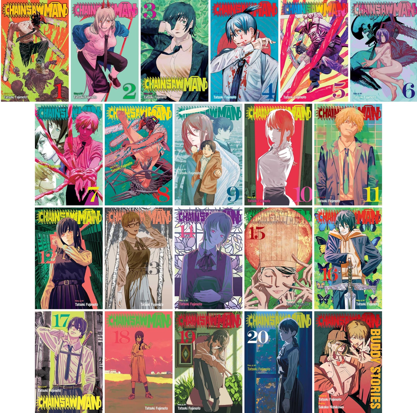 Chainsaw Man Complete Collection (Vol. 1-20 + Buddy Stories) Manga Set by Tatsuki Fujimoto (21 Books)