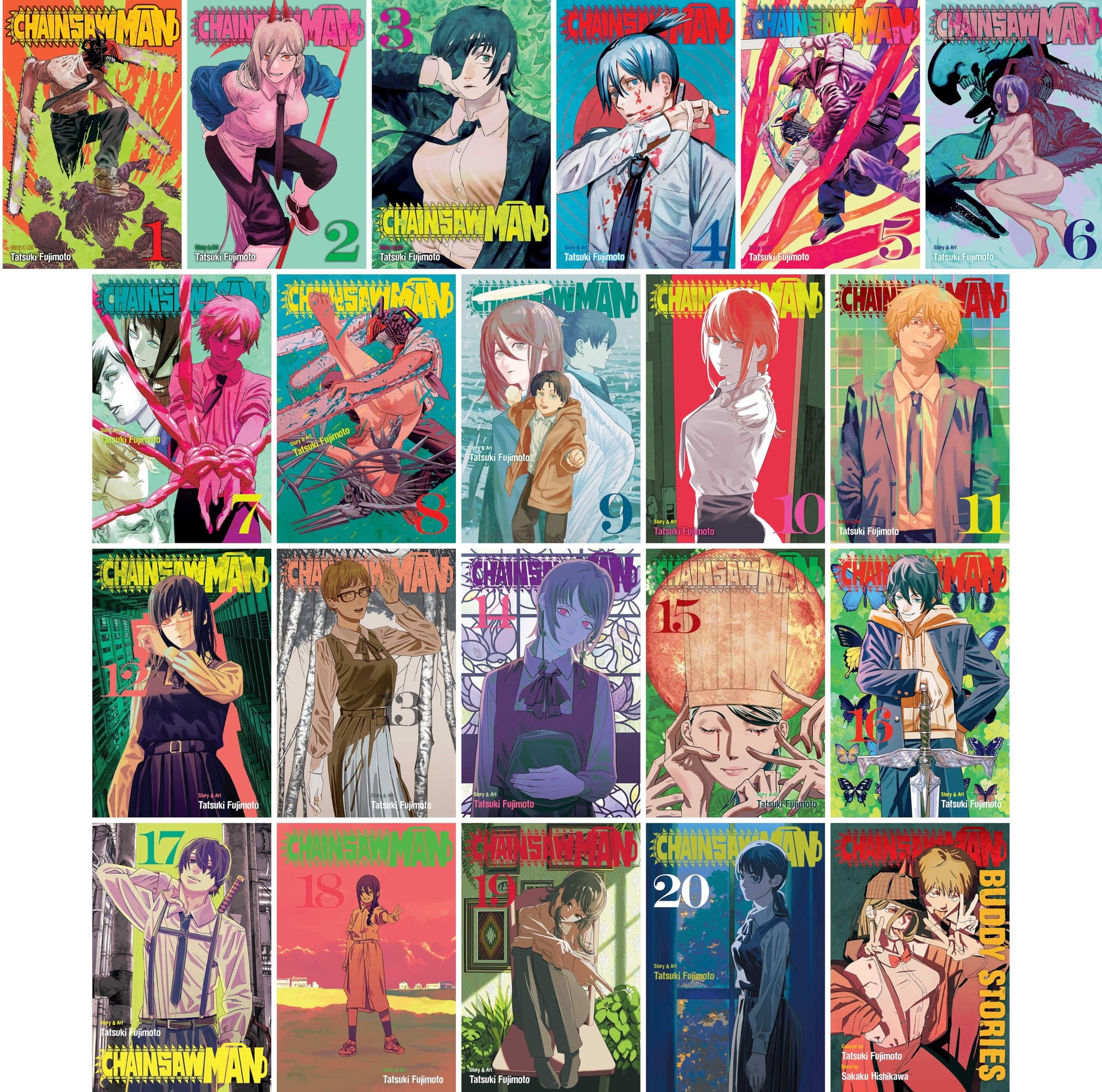 Chainsaw Man Complete Collection (Vol. 1-20 + Buddy Stories) Manga Set by Tatsuki Fujimoto (21 Books)