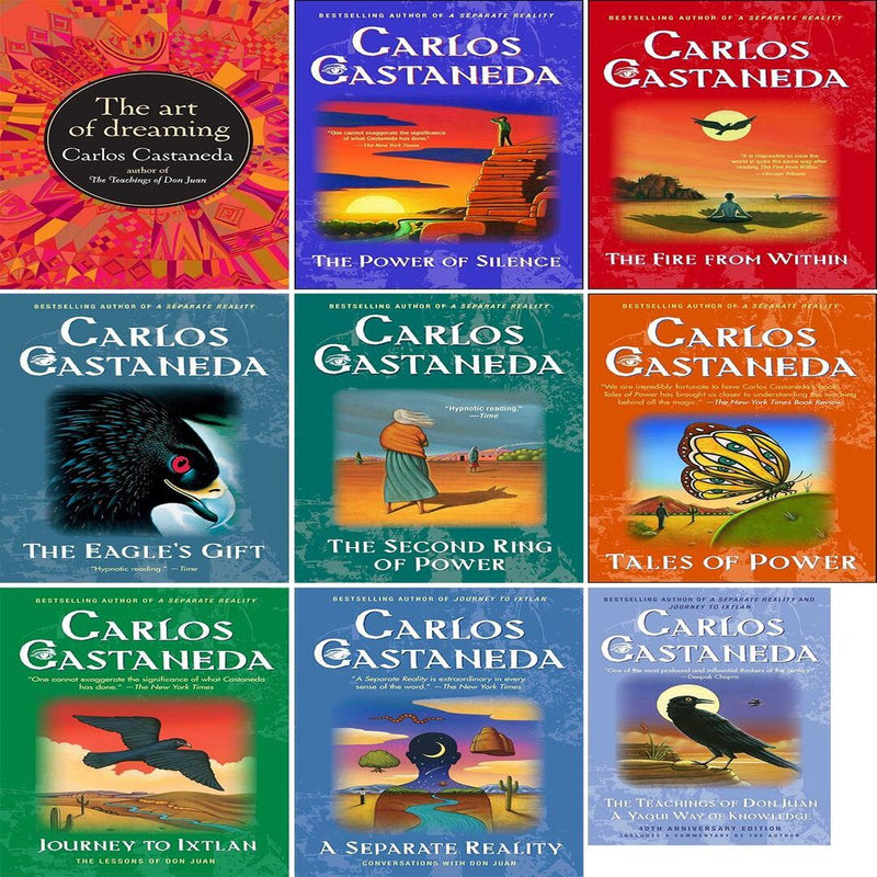 Carlos Castaneda's 9 Book Set:The Teachings of Don Juan, A Separate Reality, Journey to Ixtlan, Tales of Power, The Second Ring of Power, The Eagle's Gift, 7. The Fire From Within, The Power of Silence, The Art of Dreaming