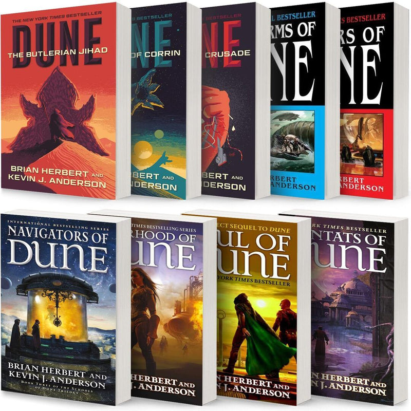 Dune Universe 9 books collection set (The Butlerian Jihad, The Machine Crusade, The Battle of Corrin, Hunters of Dune, Sandworms of Dune, Paul of Dune, Sisterhood of Dune, Mentats of Dune, Navigators of Dune)