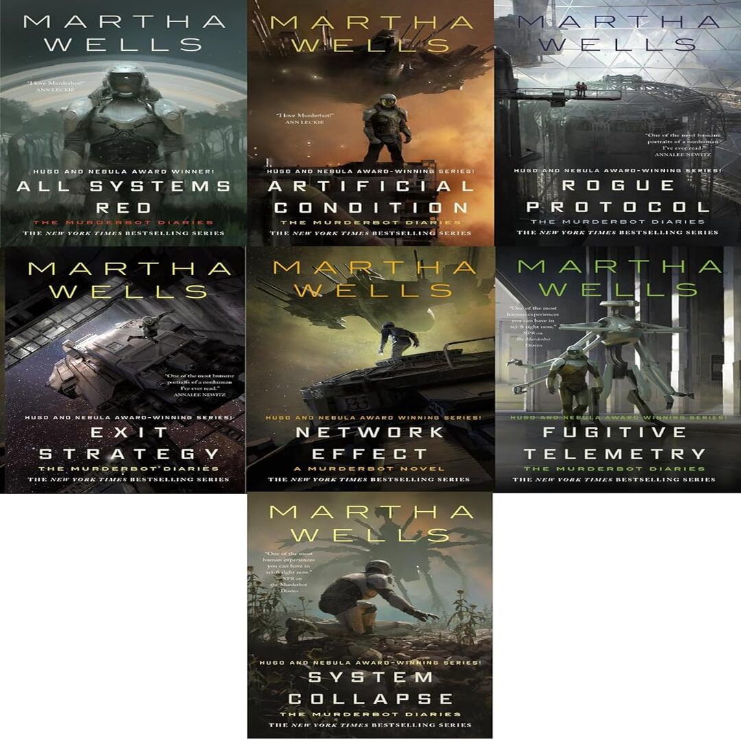 The Murderbot Diaries Collection 7 hardcover book set (All Systems Red, Artificial Condition, Rogue Protocol, Exit Strategy,Network Effect, Fugitive Telemetry)