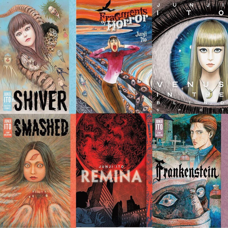 Junji Ito Serie 3:Deluxe Edition Hardcover Collection 6 Book Set (Frankenstein:Junji Ito Story, Venus Blind Spot, Fragments of Horror, Shiver , Remina , Smashed)