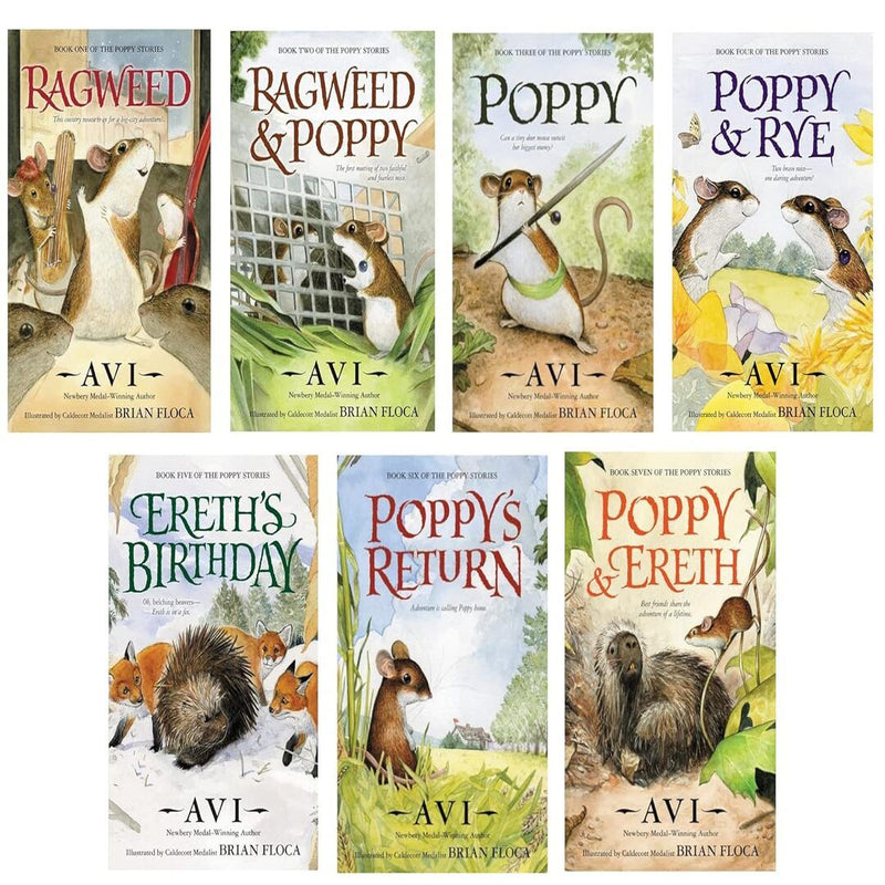 Poppy Tales from Dimwood Volumes 1-7 Book Set by Avi:Ragweed, Ragweed & Poppy, Poppy, Poppy & Rye, Ereth’s Birthday, Poppy’s Return, and Poppy & Ereth