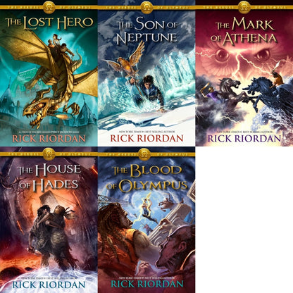 The Heroes of Olympus 5-Book Hardcover Collection by Rick Riordan (Lost Hero, Son of Neptune, Mark of Athena, House of Hades, Blood of Olympus)
