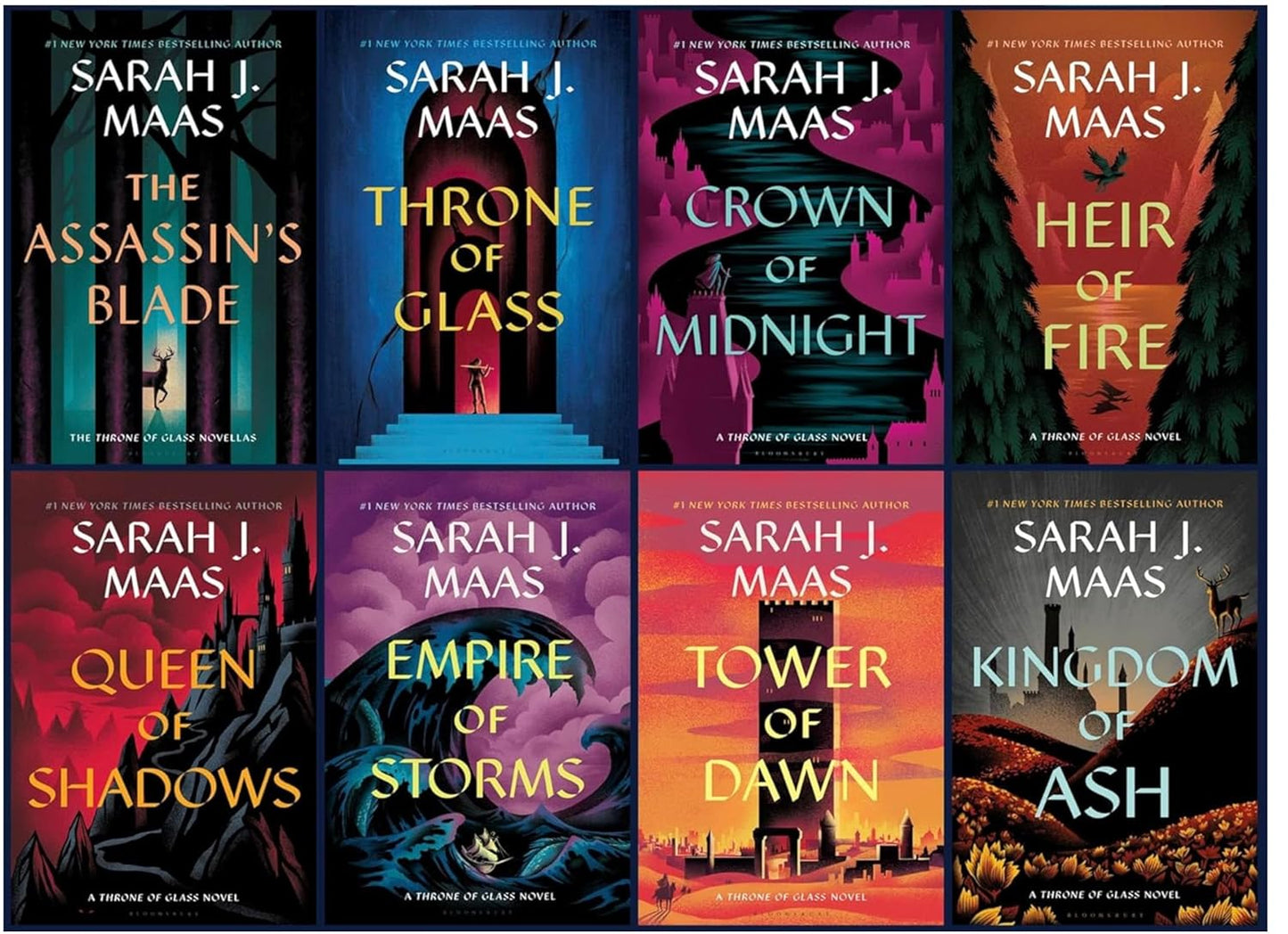 Throne of Glass Series by Sarah J. Maas (8-Book Complete Fantasy Collection Set – Hardcover)