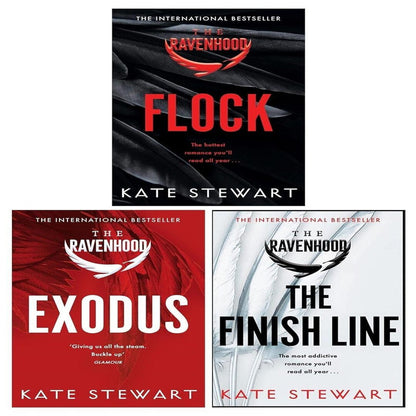The Ravenhood Flock 3 Books Collection Set By Kate Stewart ( Flock , Exodus , The Finish Line:The Evolution of a King)
